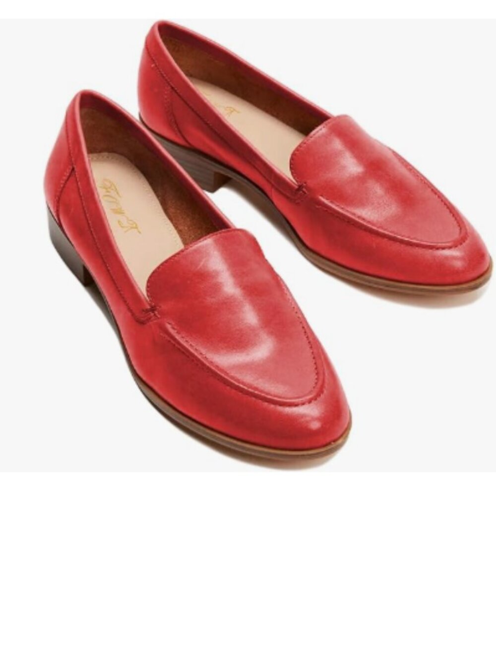 FOWT Red Women's Wide Width Loafer Shoes Slip On Low Block Stripped Heel Loafer